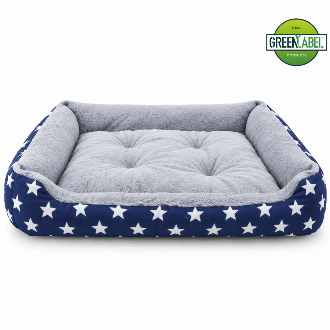 GLP Plush Pet Bed - Navy Star Design