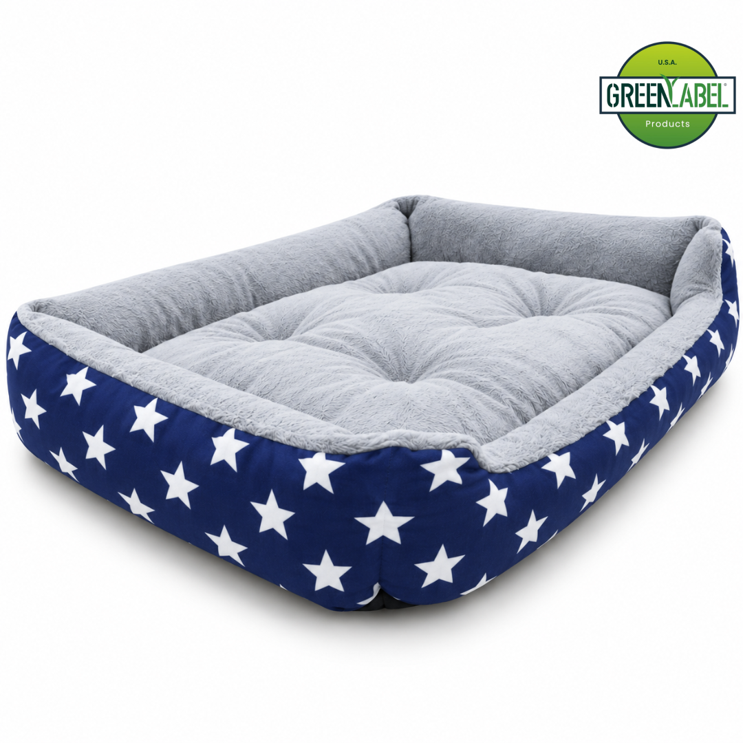 GLP Plush Pet Bed - Navy Star Design
